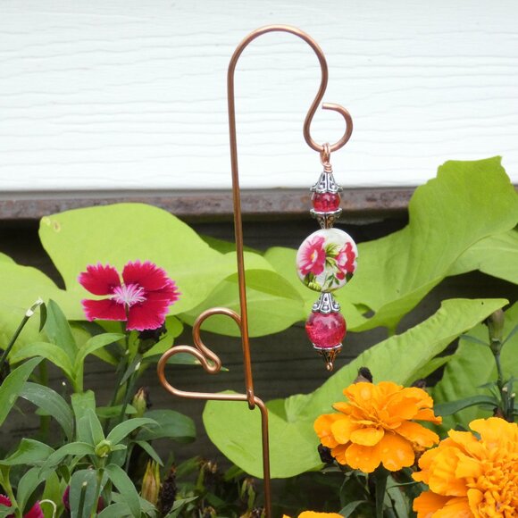 Copper Heart Plant Stake for Indoor or Outdoor Plant Decoration, Yard Art, - Picture 1 of 12